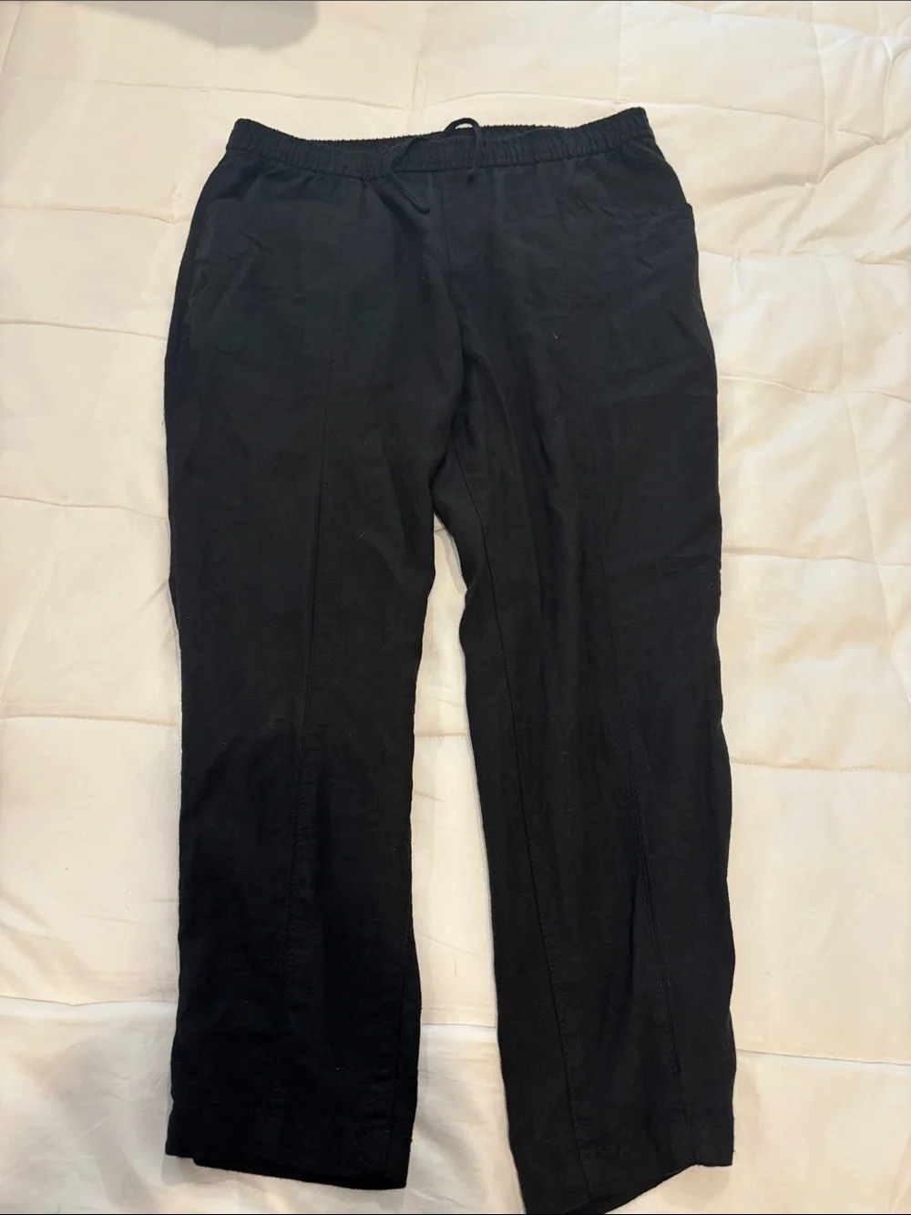 Old Navy Women’s Linen Black Elastic Waist Pants L